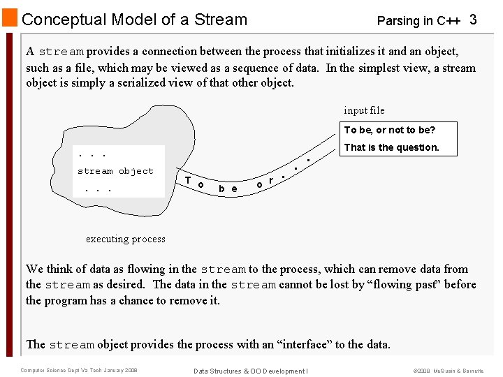 Conceptual Model of a Stream Parsing in C++ 3 A stream provides a connection