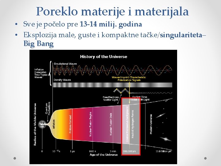 Poreklo materije i materijala • Sve je počelo pre 13 -14 milij. godina •