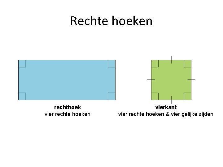 Rechte hoeken rechthoek vier rechte hoeken vierkant vier rechte hoeken & vier gelijke zijden