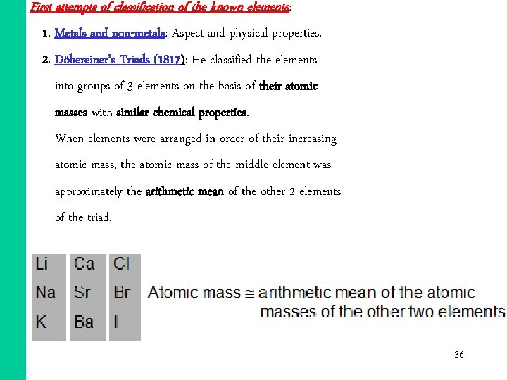 First attempts of classification of the known elements: 1. Metals and non-metals: Aspect and First attempts of classification of the known elements: 1. Metals and non-metals: Aspect and