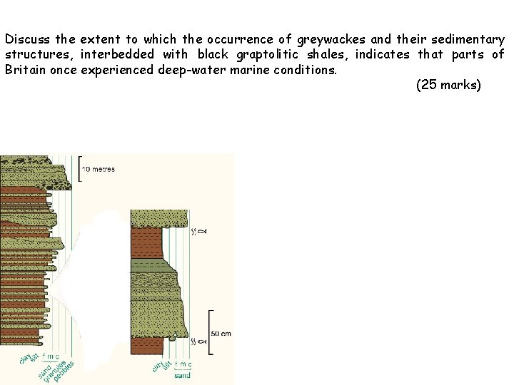 Discuss the extent to which the occurrence of greywackes and their sedimentary structures, interbedded