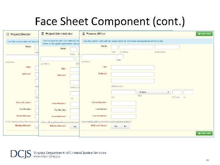 Face Sheet Component (cont. ) 15 