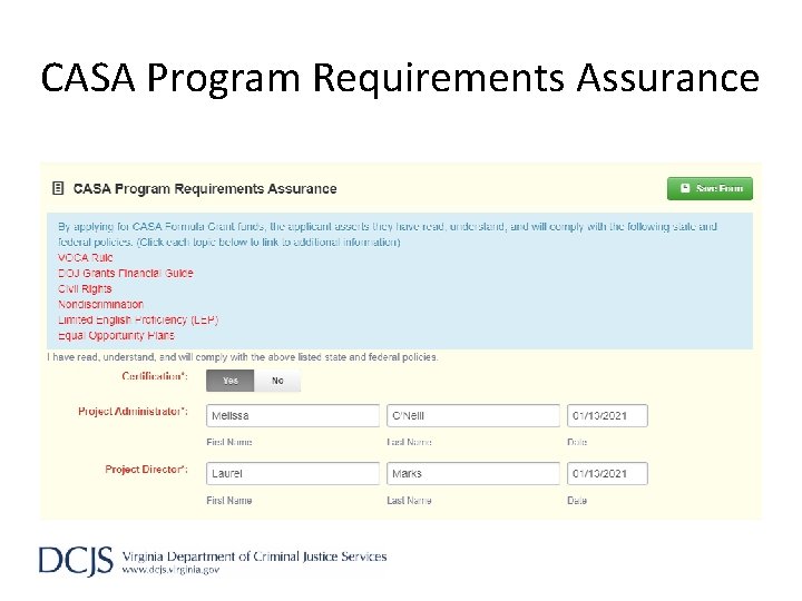 CASA Program Requirements Assurance 