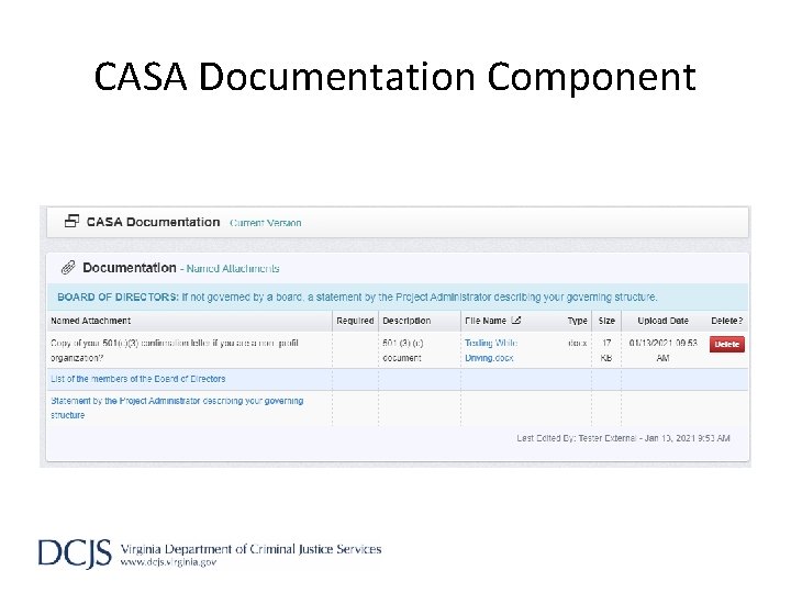 CASA Documentation Component 