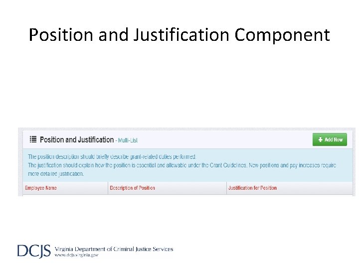 Position and Justification Component 