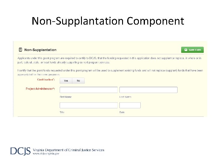 Non-Supplantation Component 