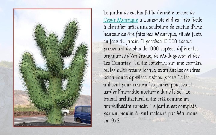 Le jardin de cactus fut la dernière œuvre de César Manrique à Lanzarote et