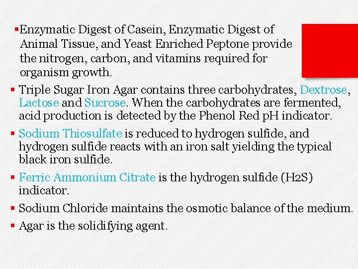 §Enzymatic Digest of Casein, Enzymatic Digest of Animal Tissue, and Yeast Enriched Peptone provide