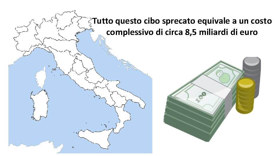 Tutto questo cibo sprecato equivale a un costo complessivo di circa 8, 5 miliardi