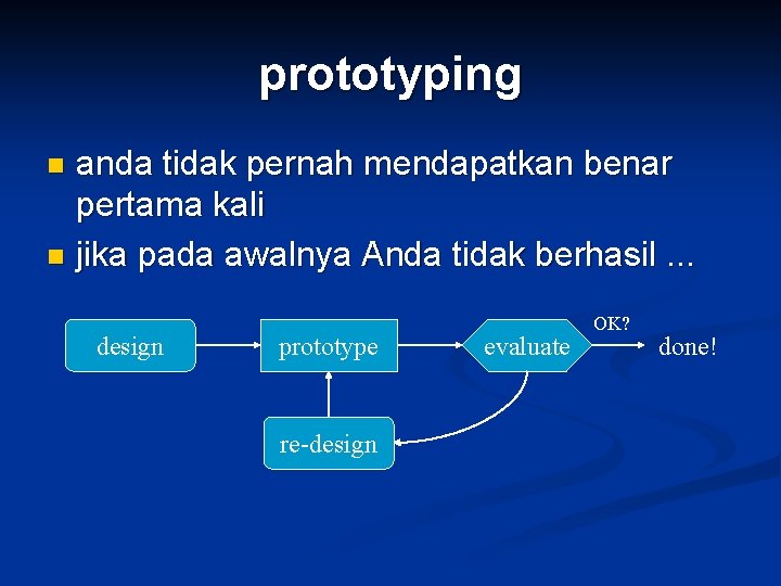 prototyping anda tidak pernah mendapatkan benar pertama kali n jika pada awalnya Anda tidak prototyping anda tidak pernah mendapatkan benar pertama kali n jika pada awalnya Anda tidak
