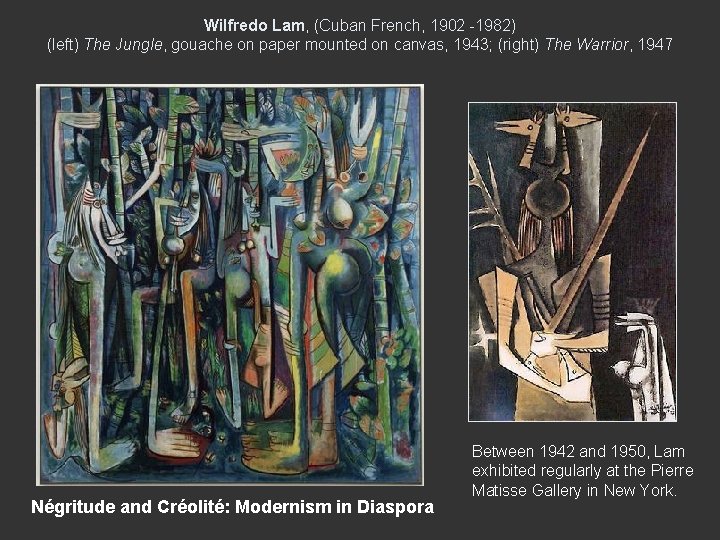 Wilfredo Lam, (Cuban French, 1902 -1982) (left) The Jungle, gouache on paper mounted on