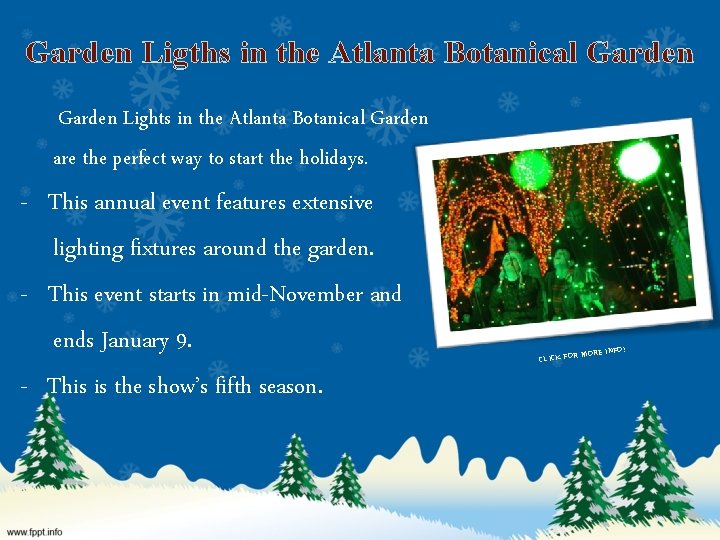 Garden Ligths in the Atlanta Botanical Garden Lights in the Atlanta Botanical Garden are