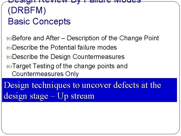 Design Review By Failure Modes (DRBFM) Basic Concepts Before and After – Description of