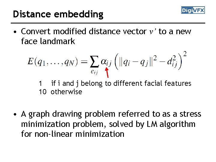 Distance embedding • Convert modified distance vector v’ to a new face landmark 1
