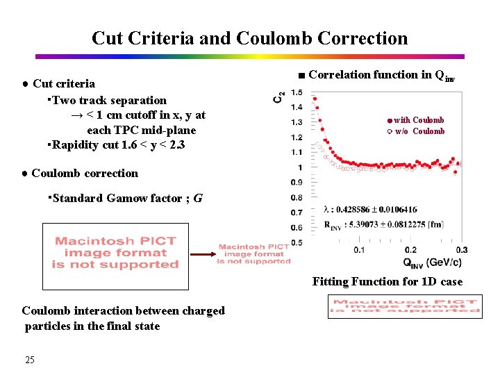 Cut Criteria and Coulomb Correction ● Cut criteria ・Two track separation → < 1