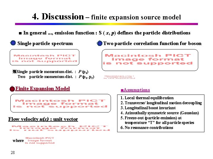 4. Discussion – finite expansion source model ■ In general. . . , emission