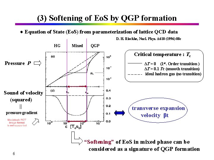 (3) Softening of Eo. S by QGP formation ● Equation of State (Eo. S)