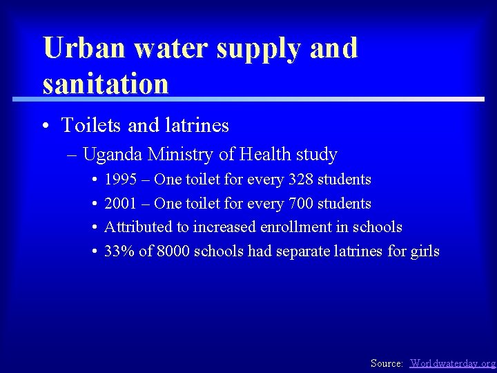 Urban water supply and sanitation • Toilets and latrines – Uganda Ministry of Health