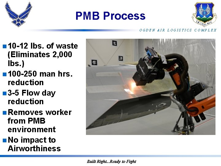 PMB Process OGDEN AIR LOGISTICS COMPLEX n 10 -12 lbs. of waste (Eliminates 2,