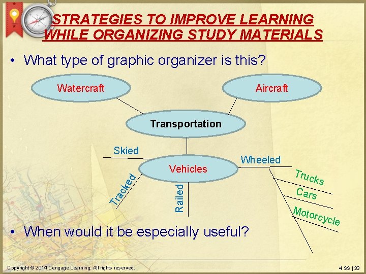 STRATEGIES TO IMPROVE LEARNING WHILE ORGANIZING STUDY MATERIALS • What type of graphic organizer