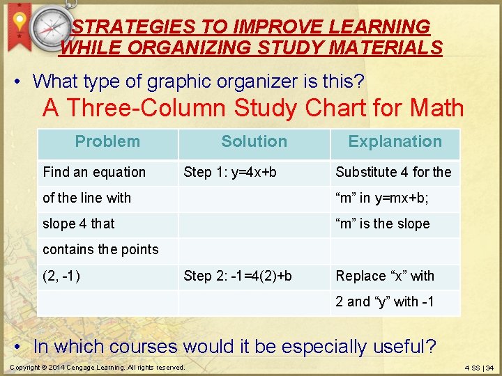 STRATEGIES TO IMPROVE LEARNING WHILE ORGANIZING STUDY MATERIALS • What type of graphic organizer