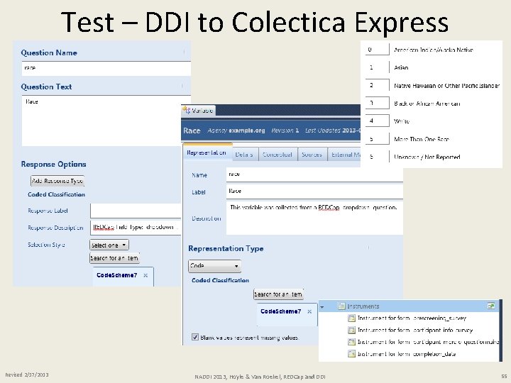 Test – DDI to Colectica Express Revised 2/17/2013 NADDI 2013, Hoyle & Van Roekel,