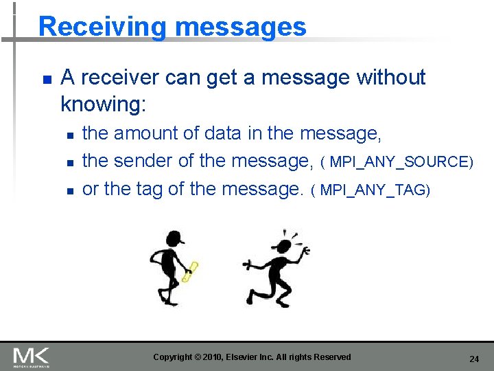 Receiving messages n A receiver can get a message without knowing: n n n