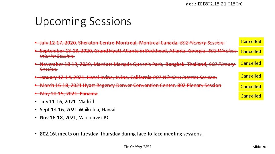 doc. : IEEE 802. 15 -21 -0150 r 0 Upcoming Sessions • July 12