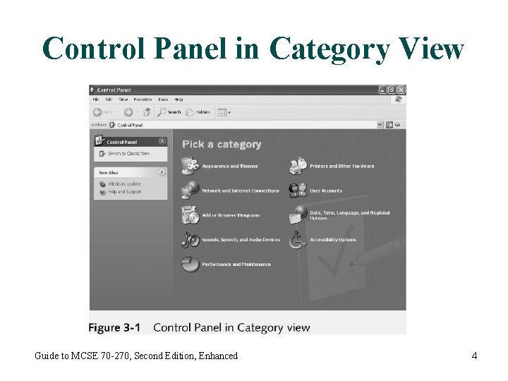 Control Panel in Category View Guide to MCSE 70 -270, Second Edition, Enhanced 4