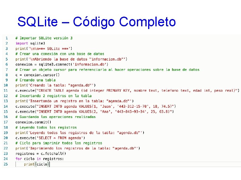 SQLite – Código Completo 