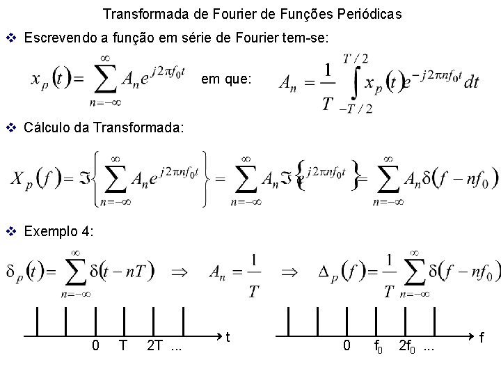 Transformada de Fourier de Funções Periódicas v Escrevendo a função em série de Fourier