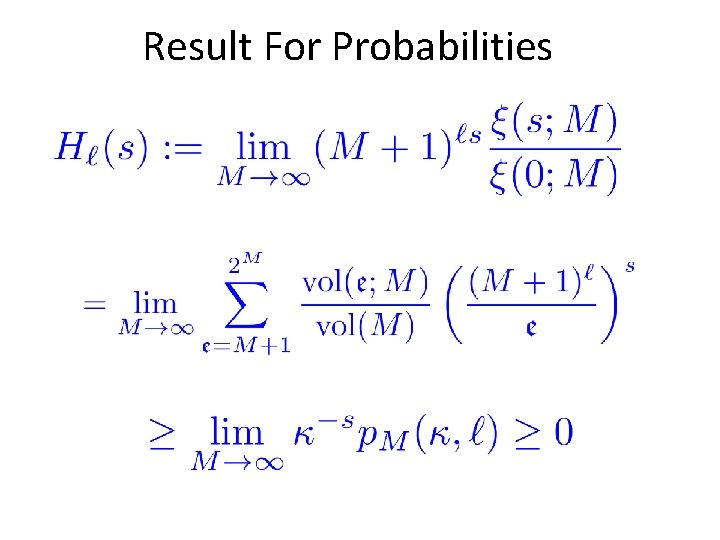 Result For Probabilities 