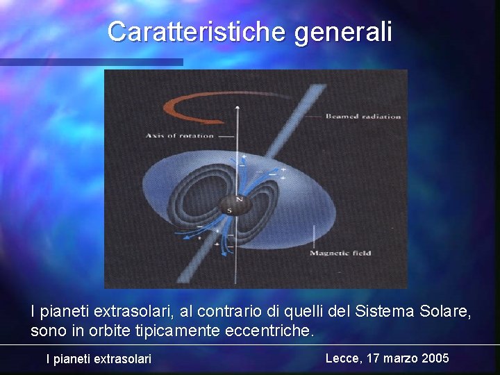 Caratteristiche generali I pianeti extrasolari, al contrario di quelli del Sistema Solare, sono in