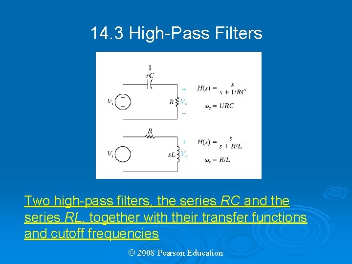 14. 3 High-Pass Filters Two high-pass filters, the series RC and the series RL,