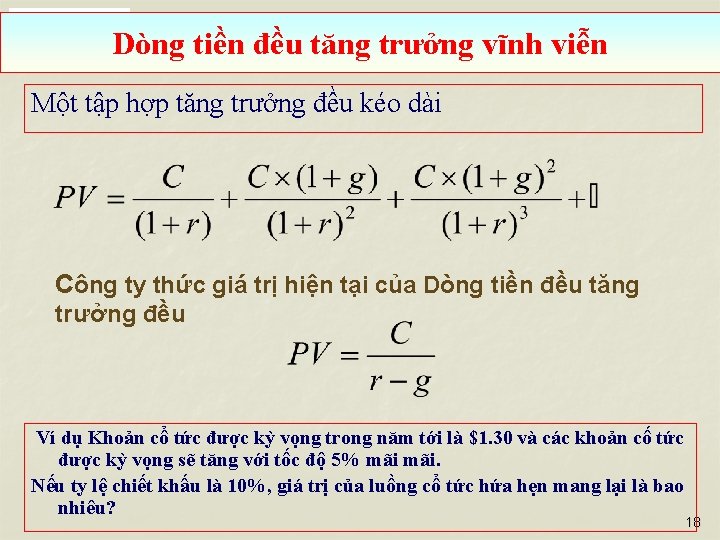 Dòng tiền đều tăng trưởng vĩnh viễn Một tập hợp tăng trưởng đều kéo