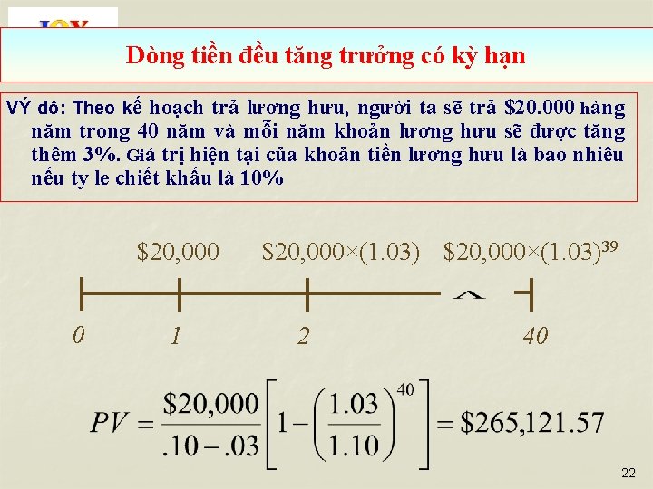 Dòng tiền đều tăng trưởng có kỳ hạn VÝ dô: Theo kế hoạch trả