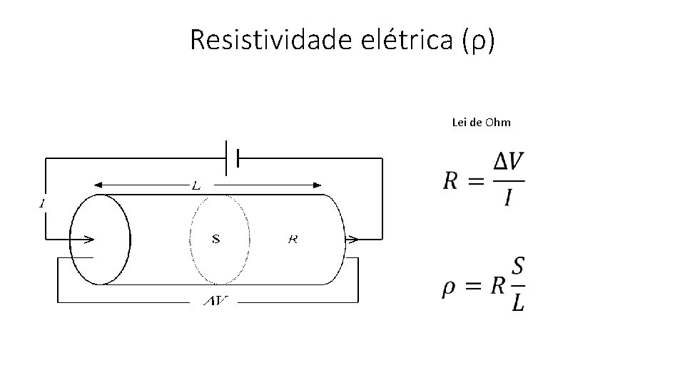 Resistividade elétrica (ρ) Lei de Ohm 
