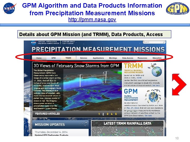 GPM Algorithm and Data Products Information from Precipitation Measurement Missions http: //pmm. nasa. gov GPM Algorithm and Data Products Information from Precipitation Measurement Missions http: //pmm. nasa. gov