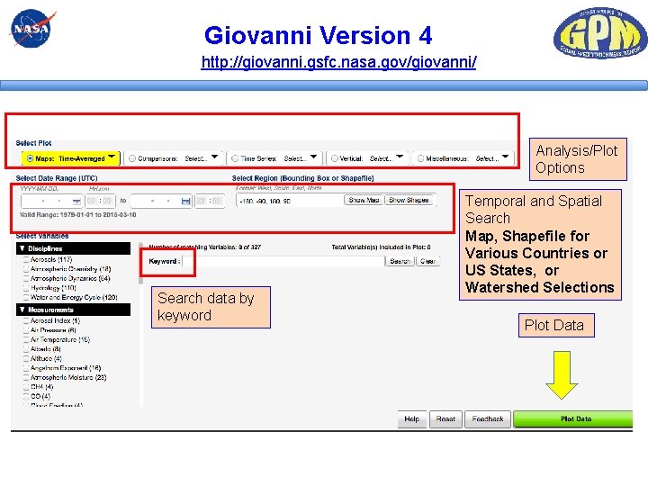 Giovanni Version 4 http: //giovanni. gsfc. nasa. gov/giovanni/ Analysis/Plot Options Search data by keyword Giovanni Version 4 http: //giovanni. gsfc. nasa. gov/giovanni/ Analysis/Plot Options Search data by keyword