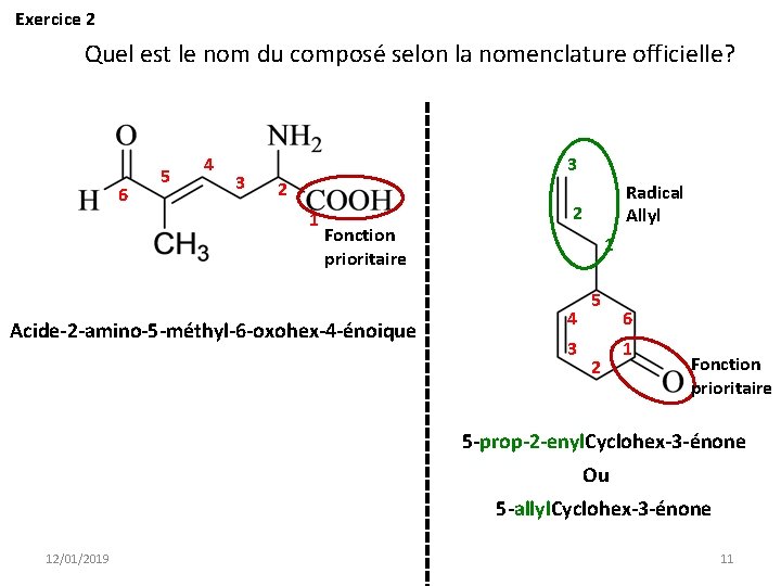 Exercice 2 Quel est le nom du composé selon la nomenclature officielle? 6 5
