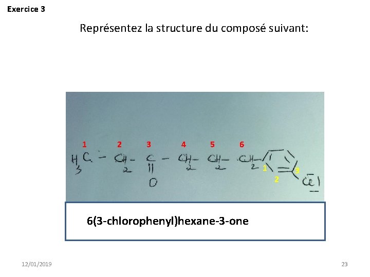 Exercice 3 Représentez la structure du composé suivant: 1 2 3 4 5 6