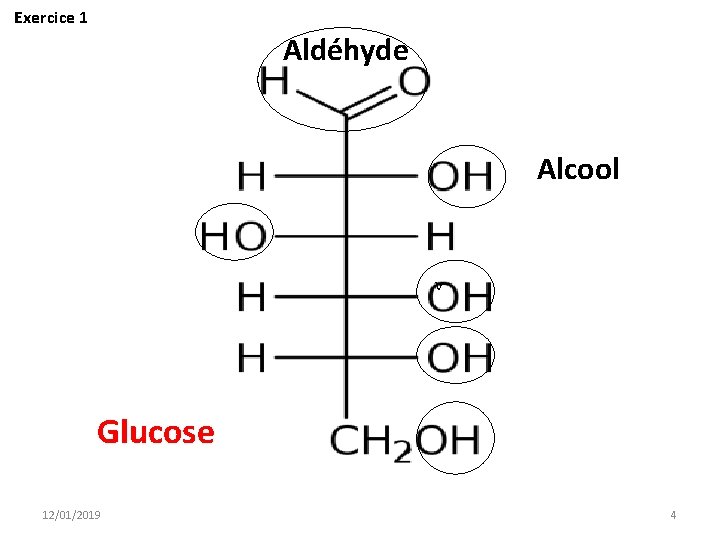 Exercice 1 Aldéhyde Alcool v Glucose 12/01/2019 4 
