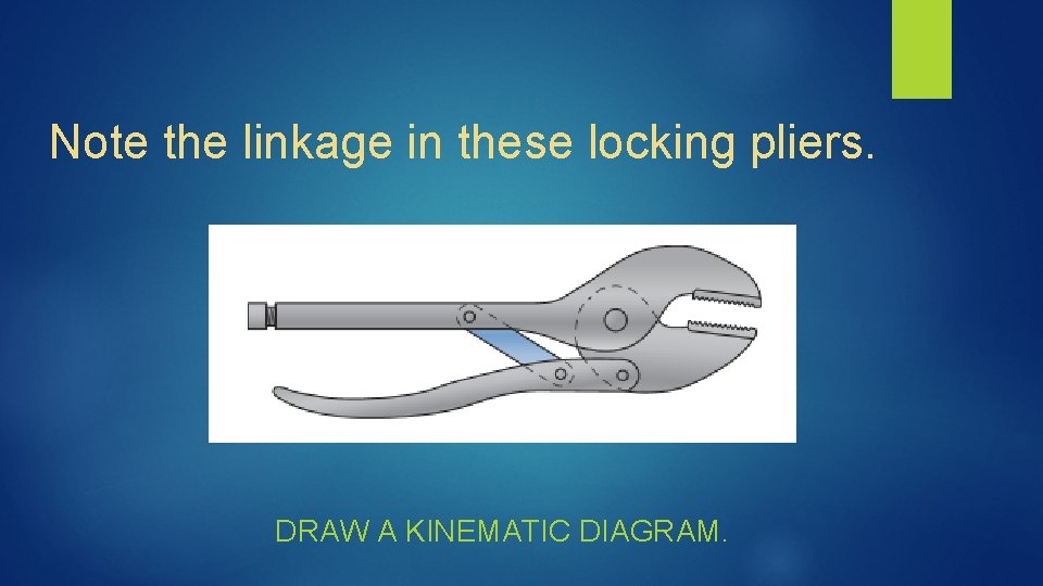 Note the linkage in these locking pliers. DRAW A KINEMATIC DIAGRAM. 