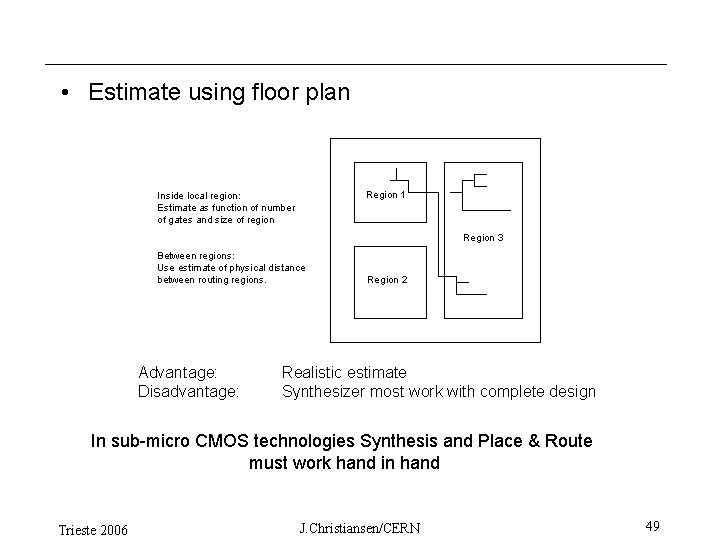  • Estimate using floor plan Region 1 Inside local region: Estimate as function