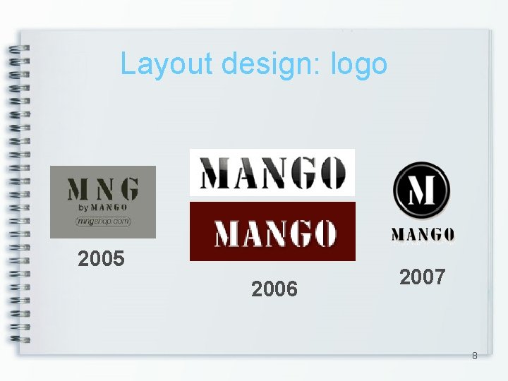Layout design: logo 2005 2006 2007 8 