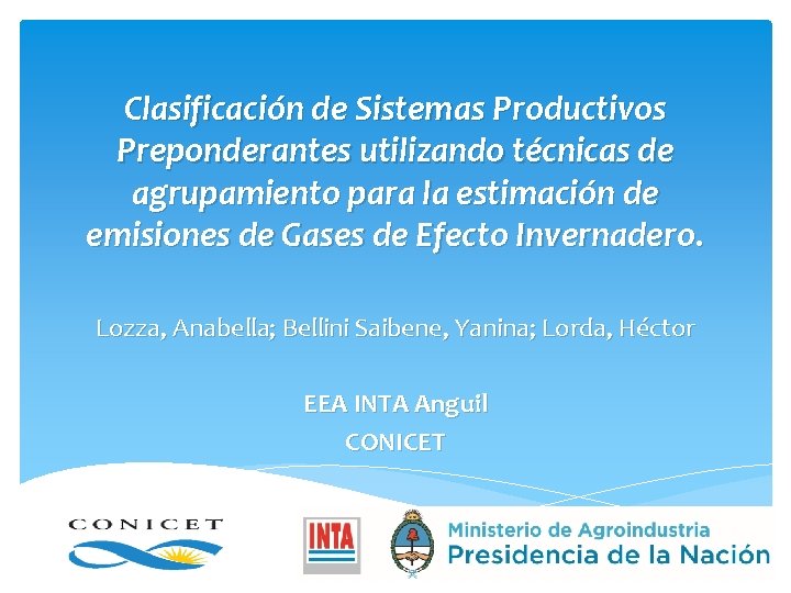 Clasificación de Sistemas Productivos Preponderantes utilizando técnicas de agrupamiento para la estimación de emisiones