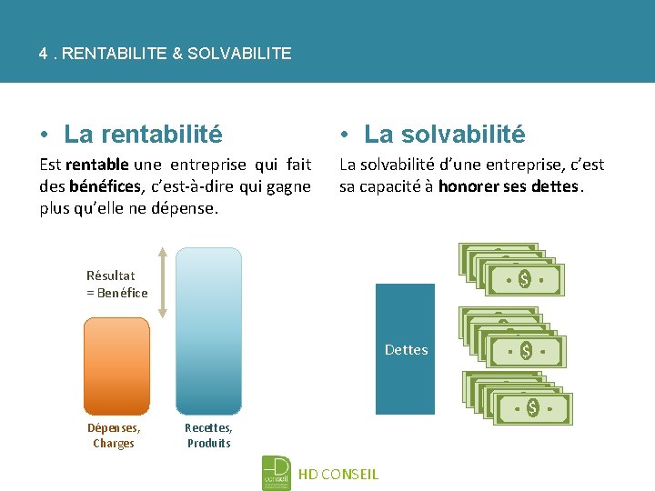 4. RENTABILITE & SOLVABILITE • La rentabilité • La solvabilité Est rentable une entreprise
