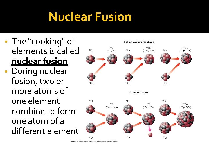 Nuclear Fusion The “cooking” of elements is called nuclear fusion • During nuclear fusion,