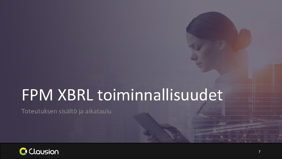 FPM XBRL toiminnallisuudet Toteutuksen sisältö ja aikataulu 7 