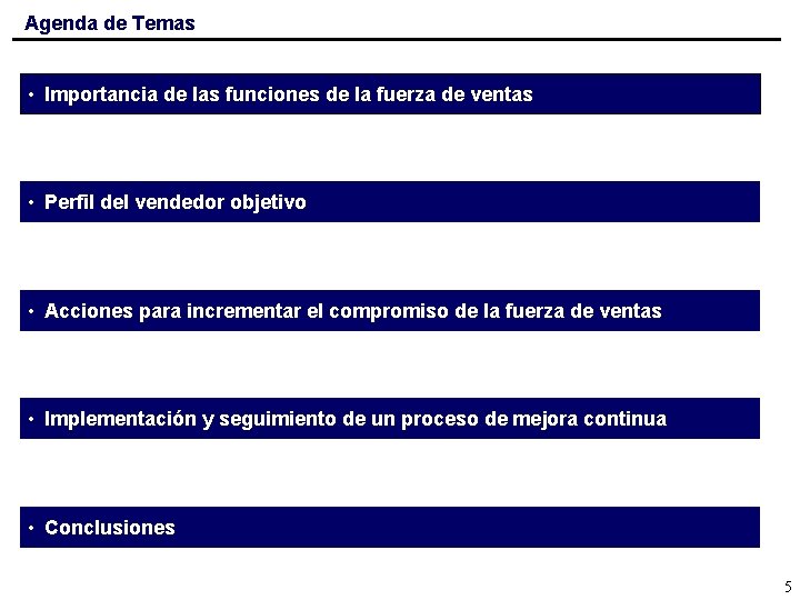 Agenda de Temas • Importancia de las funciones de la fuerza de ventas •